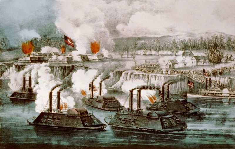 Battle of Fort Hindman. Click for full size. Battle of Fort Hindman image. Click for full size.