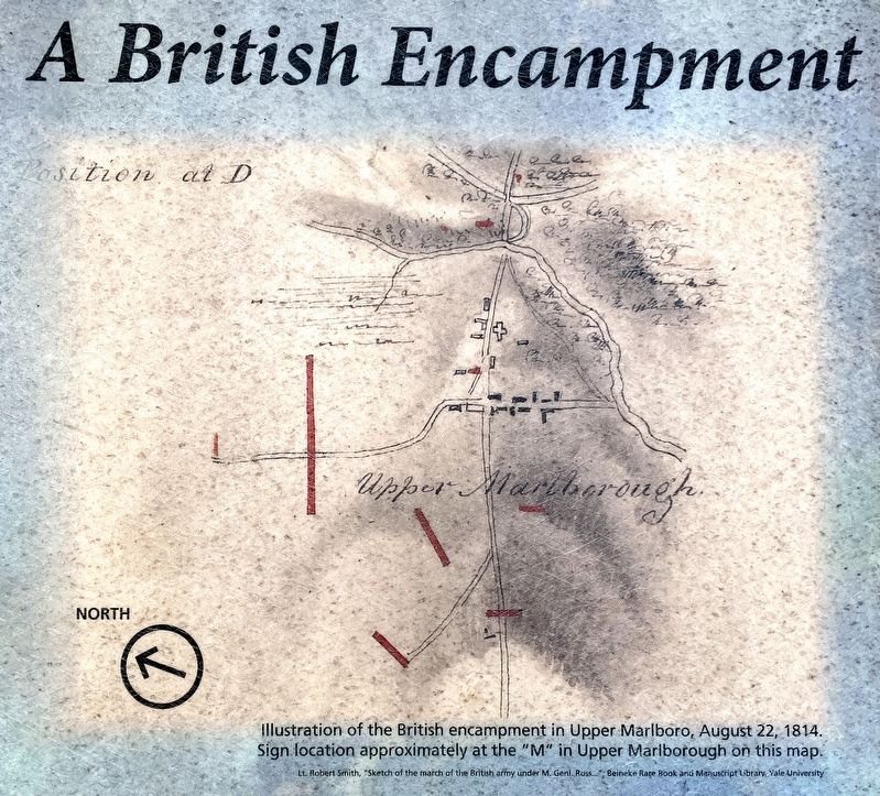 Illustration of the British encampment in Upper Marlboro, August 22, 1814.. Click for full size. Illustration of the British encampment in Upper Marlboro, August 22, 1814. image. Click for full size.