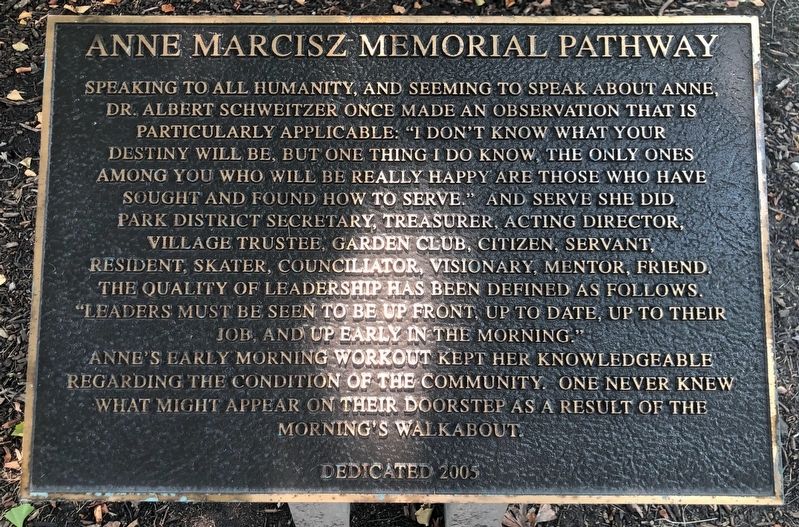 Anne Marcisz Memorial Pathway Marker image. Click for full size.
