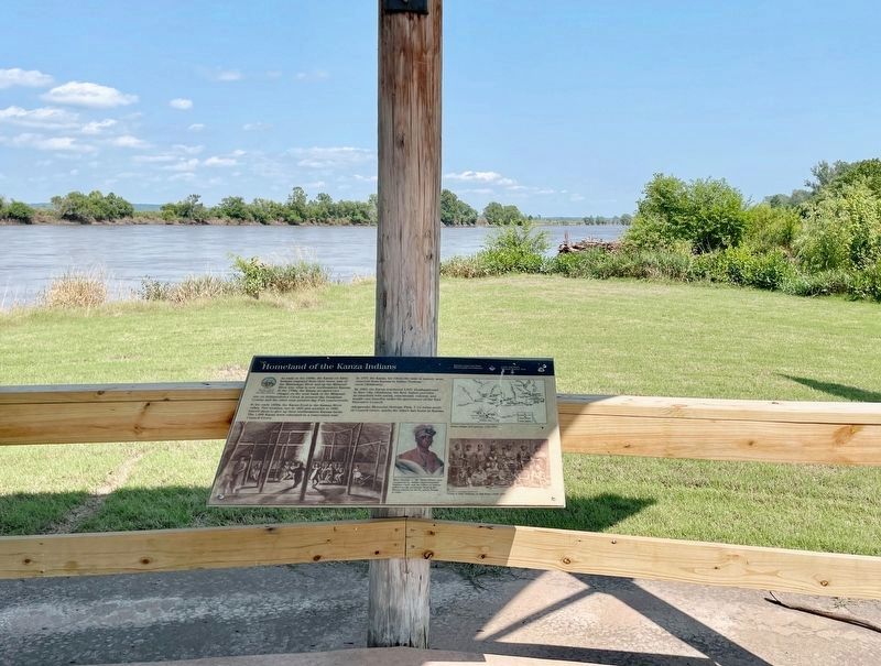 Homeland of the Kanza Indians Marker with Missouri River in background.. Click for full size. Homeland of the Kanza Indians Marker with Missouri River in background. image. Click for full size.