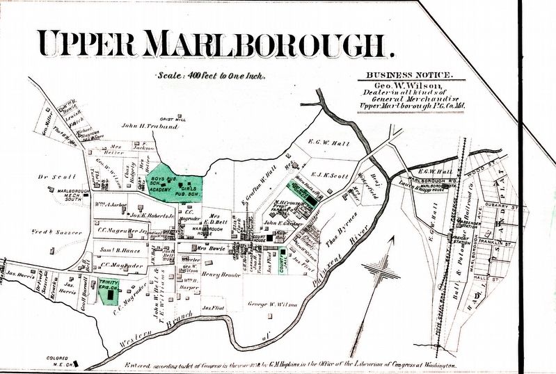 G. M. Hopkins' 1878 map of Upper Marlboro image. Click for full size.