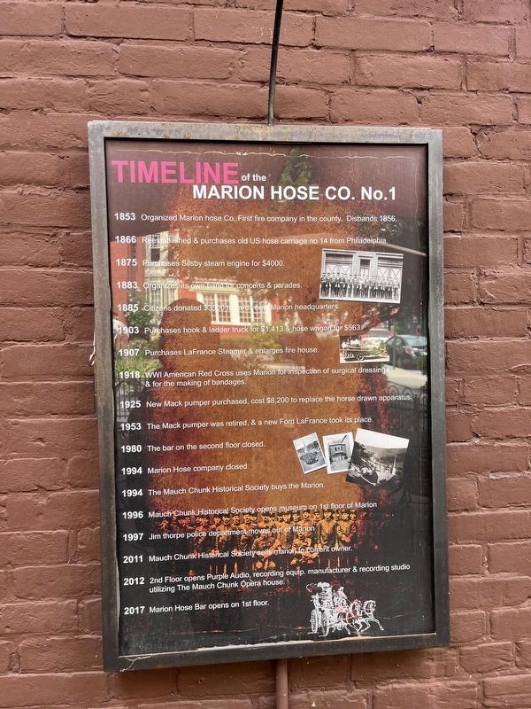 Timeline of the Marion Hose Co. No. 1 Marker. Click for full size. Timeline of the Marion Hose Co. No. 1 Marker image. Click for full size.