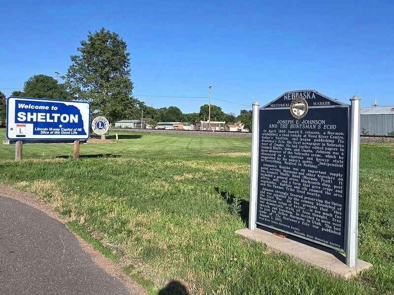 Joseph E. Johnson and the Huntsman’s Echo Marker near the Welcome to Shelton sign. Click for full size. Joseph E. Johnson and the Huntsman’s Echo Marker near the Welcome to Shelton sign image. Click for full size.