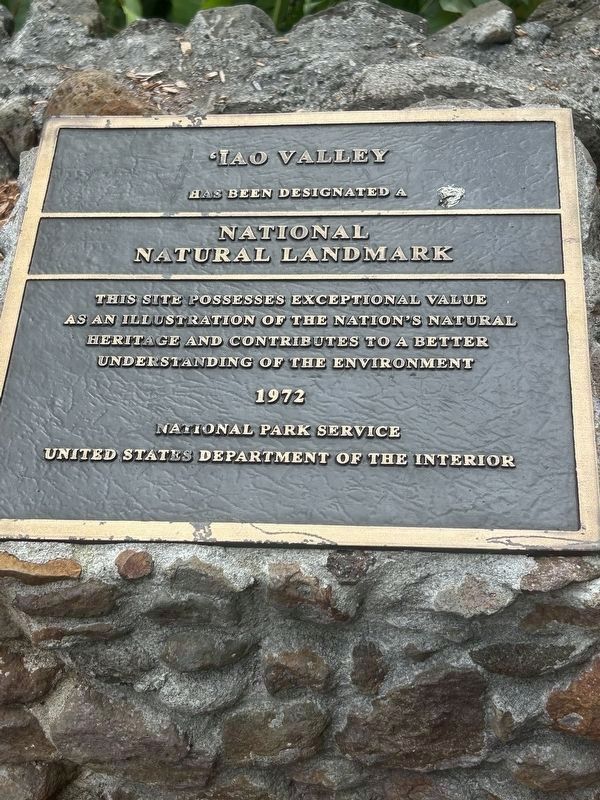 National Natural Landmark plaque for 'Īao Valley image. Click for full size.