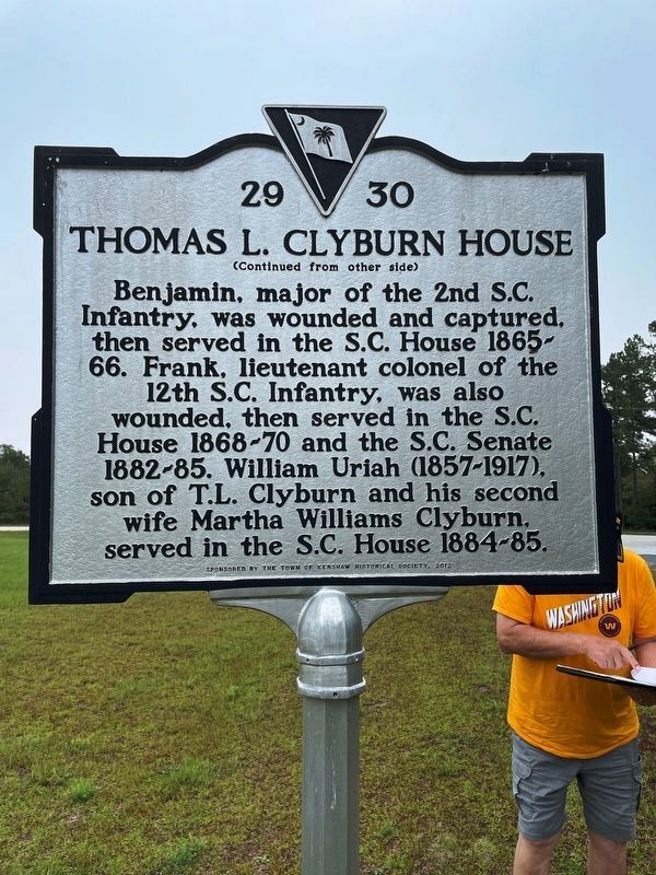 Thomas L. Clyburn House Marker (side 2) image. Click for full size.