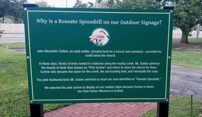 Why is a Roseate Spoonbill on our Outdoor Signage? Marker image. Click for full size.