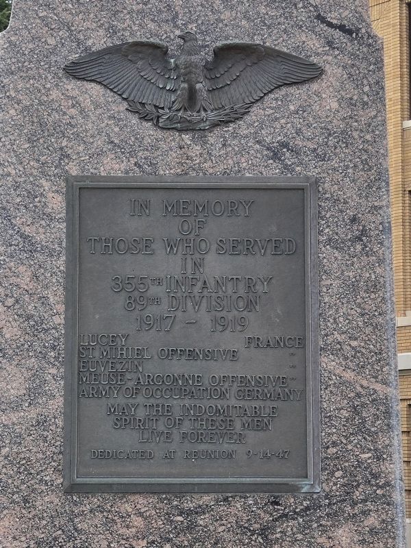 355th Infantry / 89th Division Monument Memorial. Click for full size. 355th Infantry / 89th Division Monument Memorial image. Click for full size.
