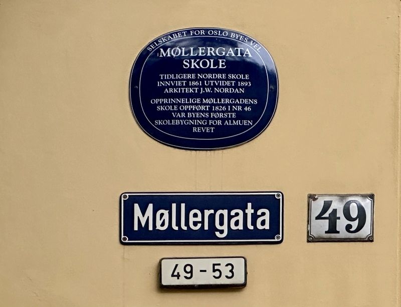 Mollergata Skole / Mollergata School Marker. Click for full size. Mollergata Skole / Mollergata School Marker image. Click for full size.