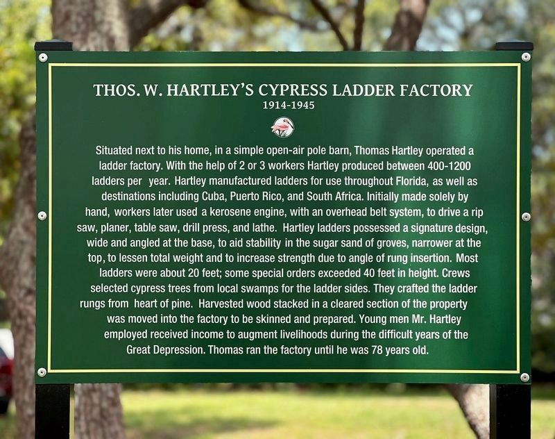 Thos. W. Hartley's Cypress Ladder Factory Marker image. Click for full size.
