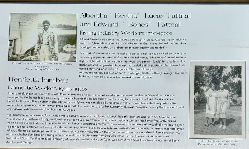Henrietta Farabee, Alberta “Bertha” Lucas and Edward “Bones” Tattnall Marker. Click for full size. Henrietta Farabee, Alberta “Bertha” Lucas and Edward “Bones” Tattnall Marker image. Click for full size.
