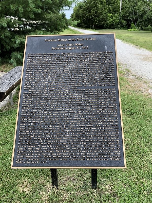 Franklin: Mother of the Santa Fe Trail Marker image. Click for full size.