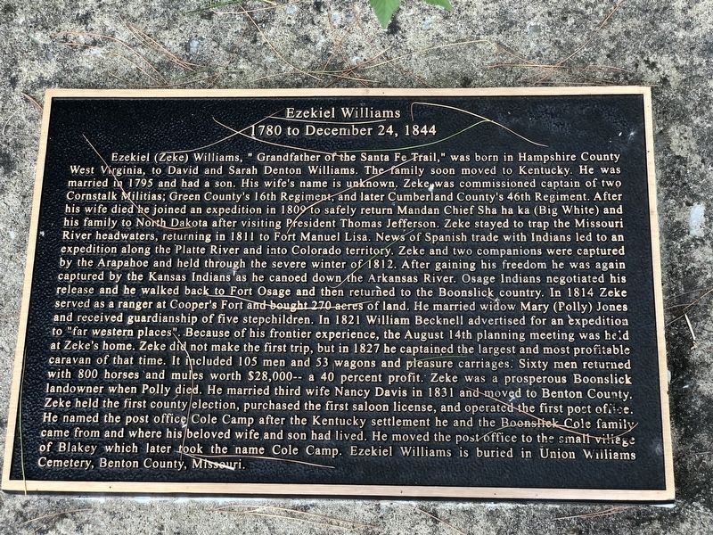 Ezekiel Williams Marker image. Click for full size.