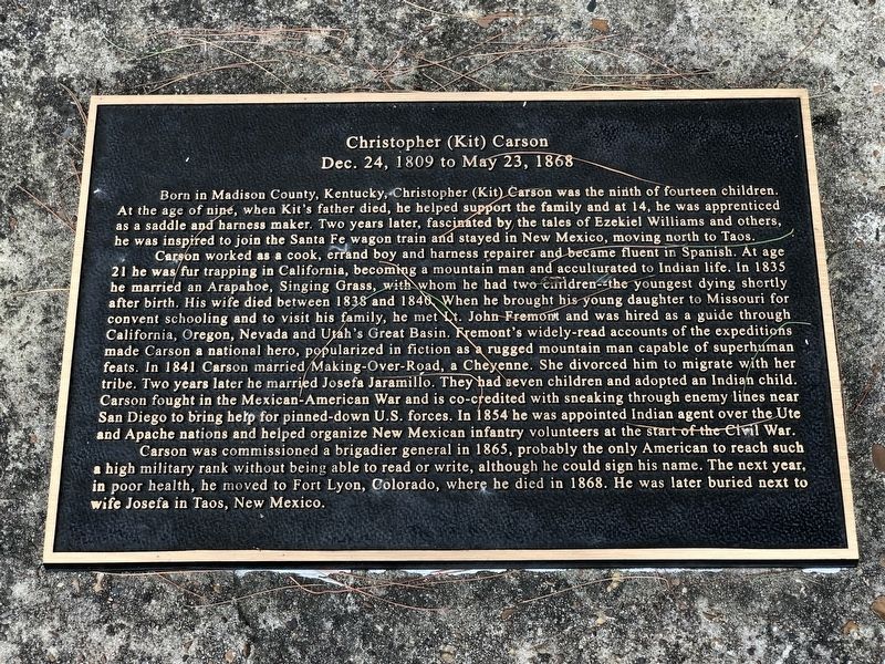 Christopher (Kit) Carson Marker. Click for full size. Christopher (Kit) Carson Marker image. Click for full size.