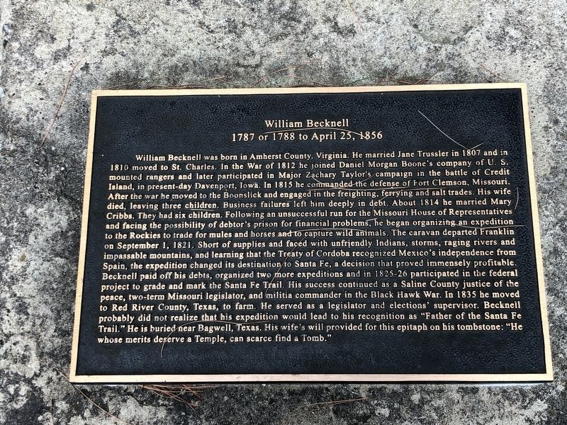 William Becknell Marker image. Click for full size.