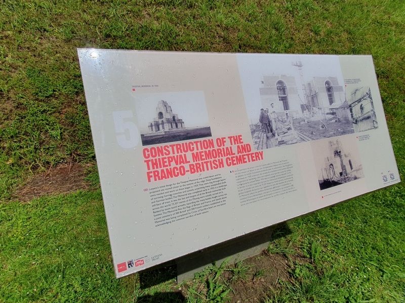 Construction of the Thiepval Memorial and Franco-British Cemetery Marker image. Click for full size.