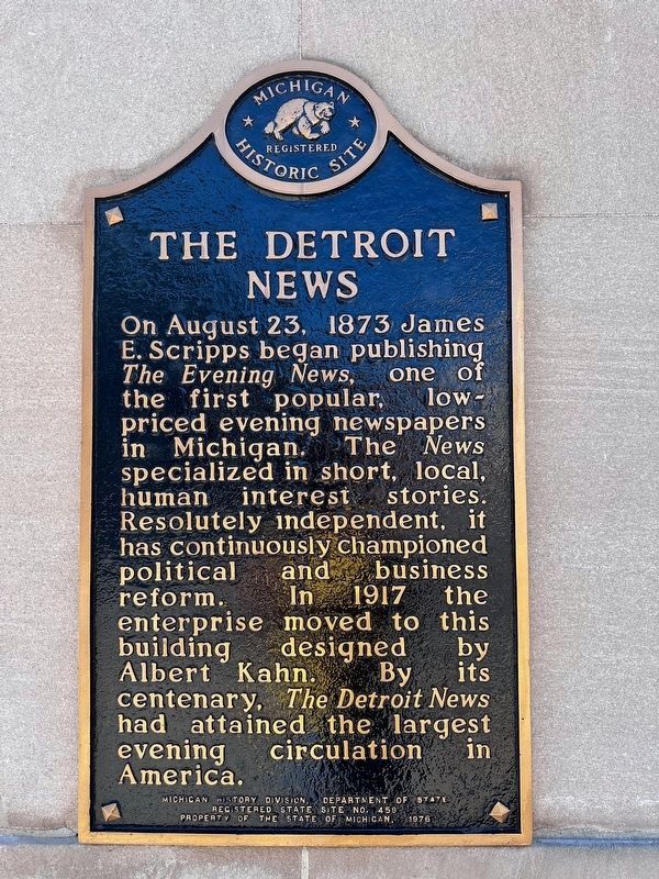 The Detroit News Marker image. Click for full size.