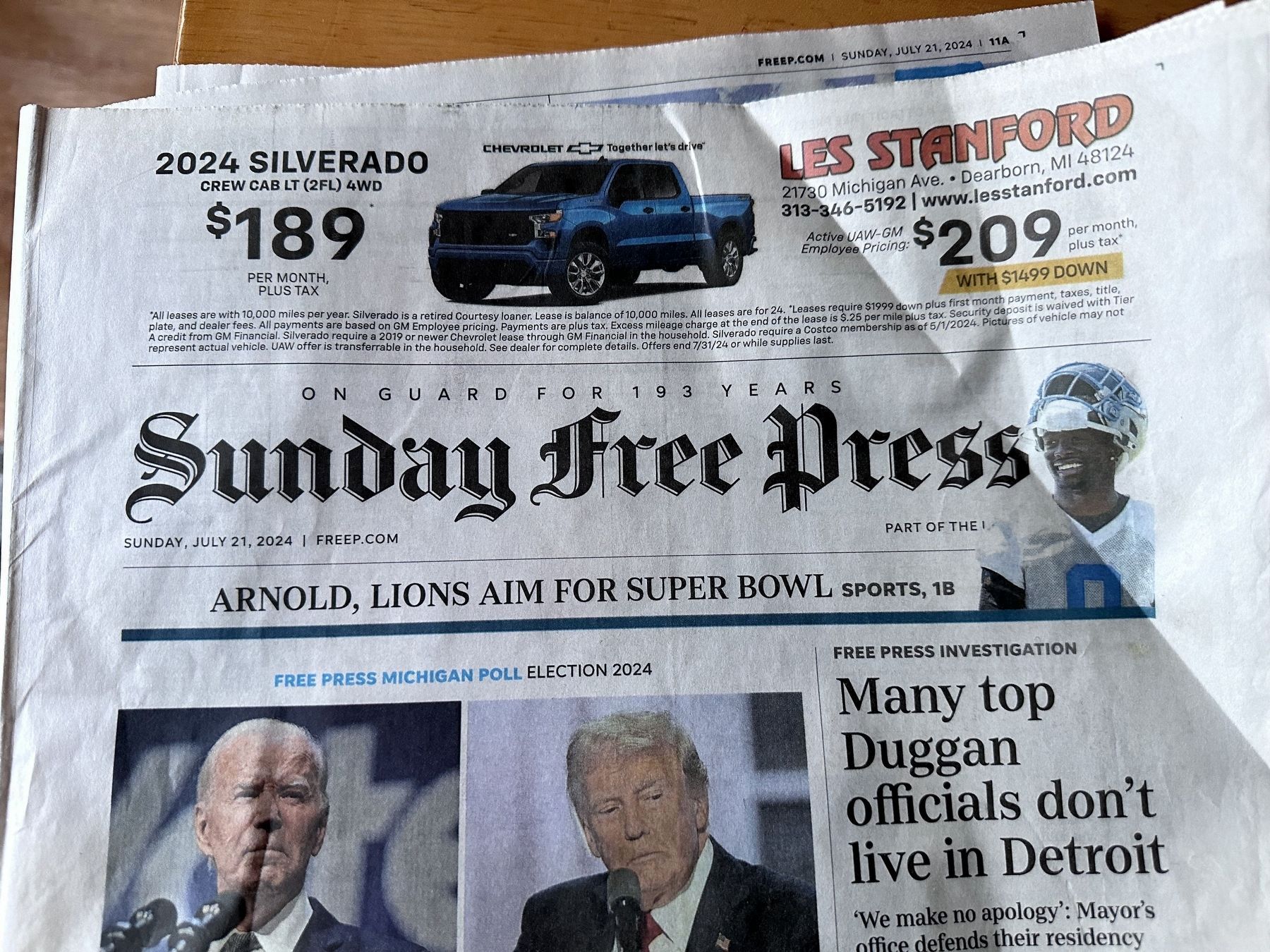 Sunday edition of the newspaper. Click for full size. Sunday edition of the newspaper image. Click for full size.