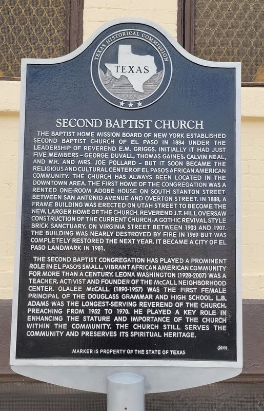 Second Baptist Church Marker image. Click for full size.