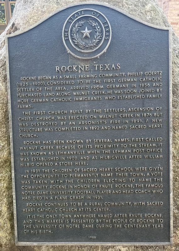 Rockne, Texas Marker image. Click for full size.