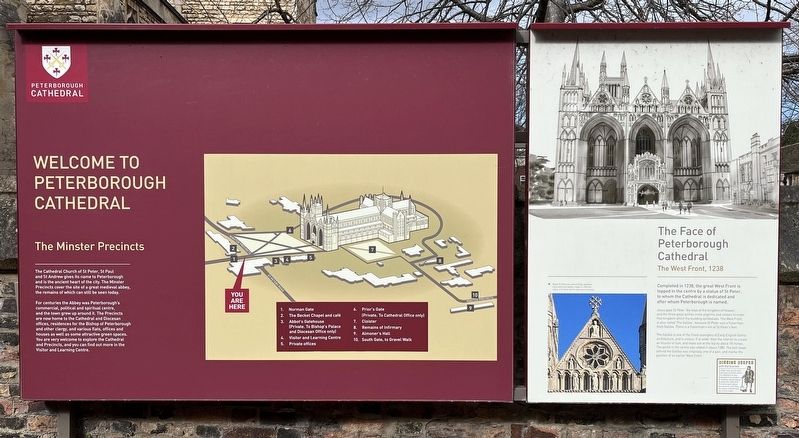 Welcome to Peterborough Cathedral Marker. Click for full size. Welcome to Peterborough Cathedral Marker image. Click for full size.