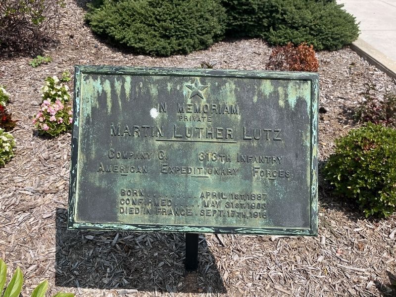 Private Martin Luther Lutz Memorial. Click for full size. Private Martin Luther Lutz Memorial image. Click for full size.