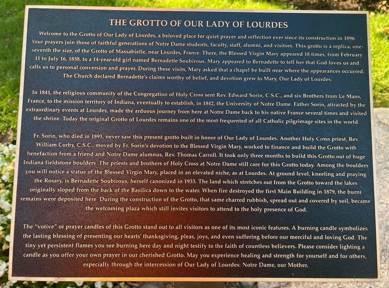 The Grotto of Our Lady of Lourdes Marker image. Click for full size.