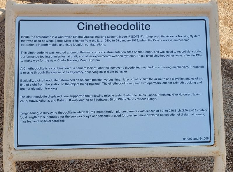 Cinetheodolite Marker image. Click for full size.
