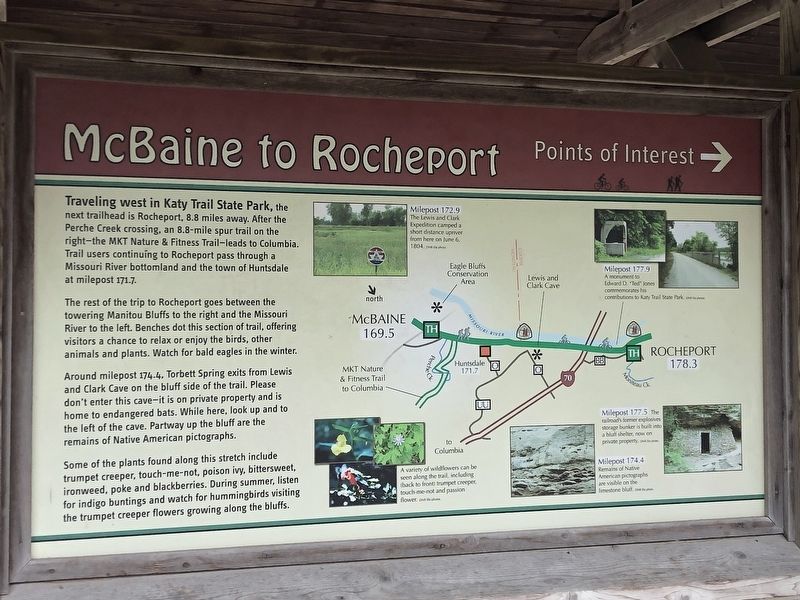 McBaine to Rocheport Marker. Click for full size. McBaine to Rocheport Marker image. Click for full size.