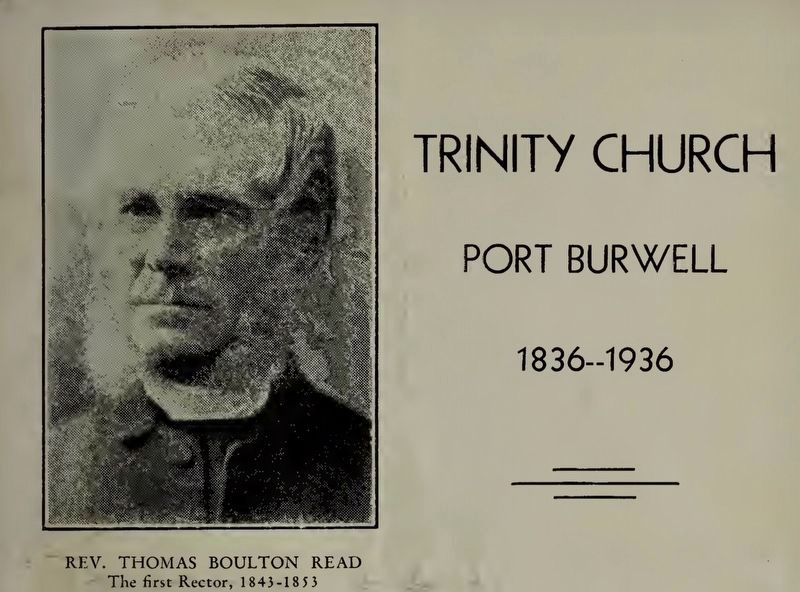 Thomas Boulton Read, first Rector of Trinity Church. Click for full size. Thomas Boulton Read, first Rector of Trinity Church image. Click for full size.