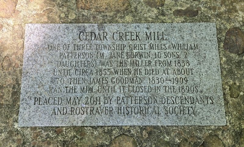 Cedar Creek Mill Marker. Click for full size. Cedar Creek Mill Marker image. Click for full size.