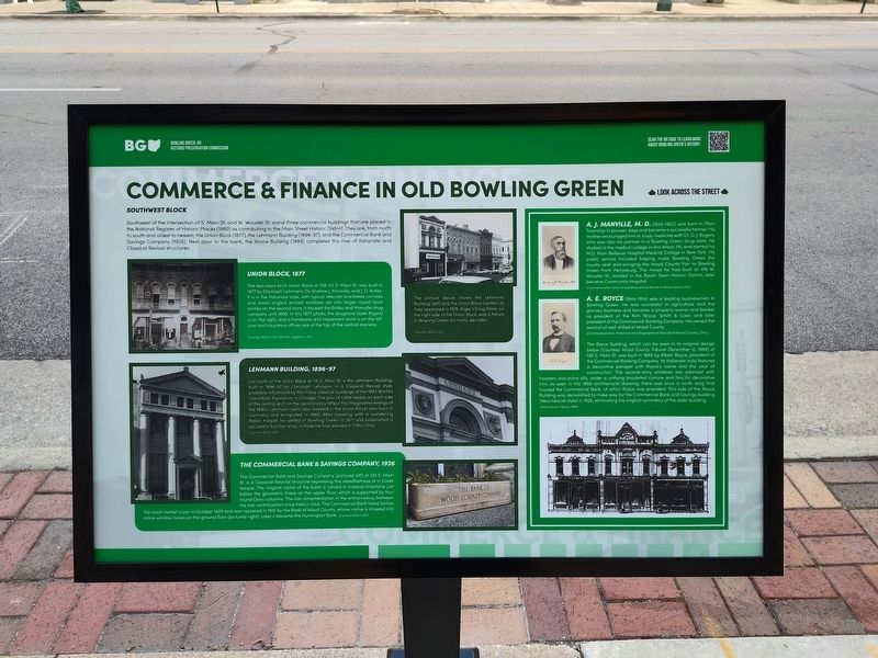 Commerce & Finance In Old Bowling Green Marker image. Click for full size.