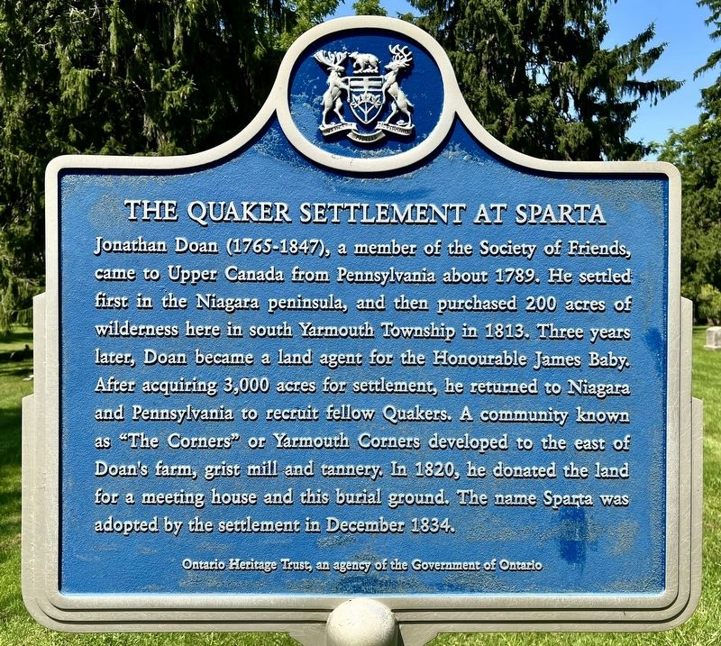 The Quaker Settlement at Sparta Marker image. Click for full size.