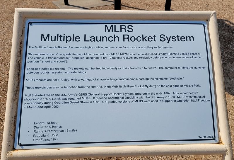 MLRS Multiple Launch Rocket System Marker image. Click for full size.