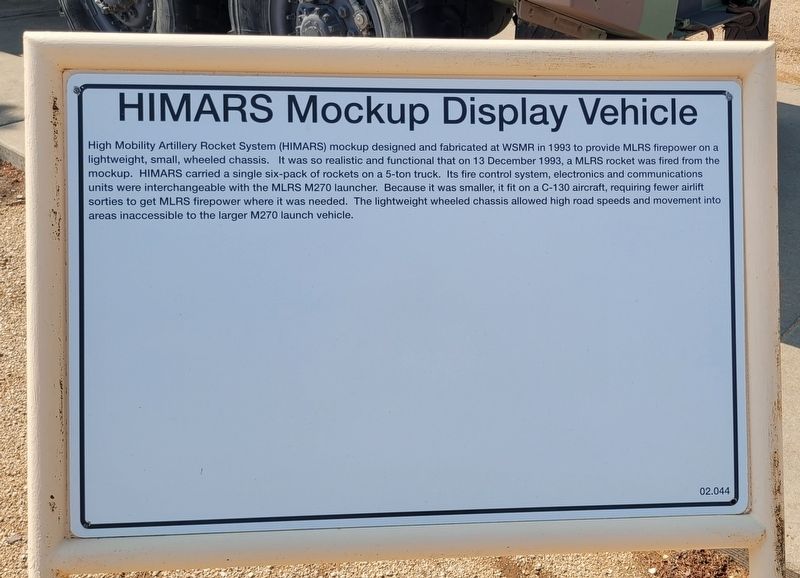 HIMARS Mockup Display Vehicle Marker. Click for full size. HIMARS Mockup Display Vehicle Marker image. Click for full size.