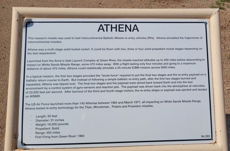 Athena Marker. Click for full size. Athena Marker image. Click for full size.