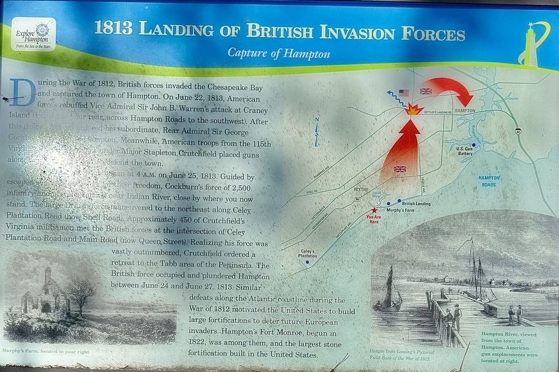 1813 Landing of British Forces Marker. Click for full size. 1813 Landing of British Forces Marker image. Click for full size.