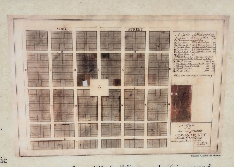 Closeup of Joseph Kershaw's layout of Camden in 1774. Click for full size. Closeup of Joseph Kershaw's layout of Camden in 1774 image. Click for full size.