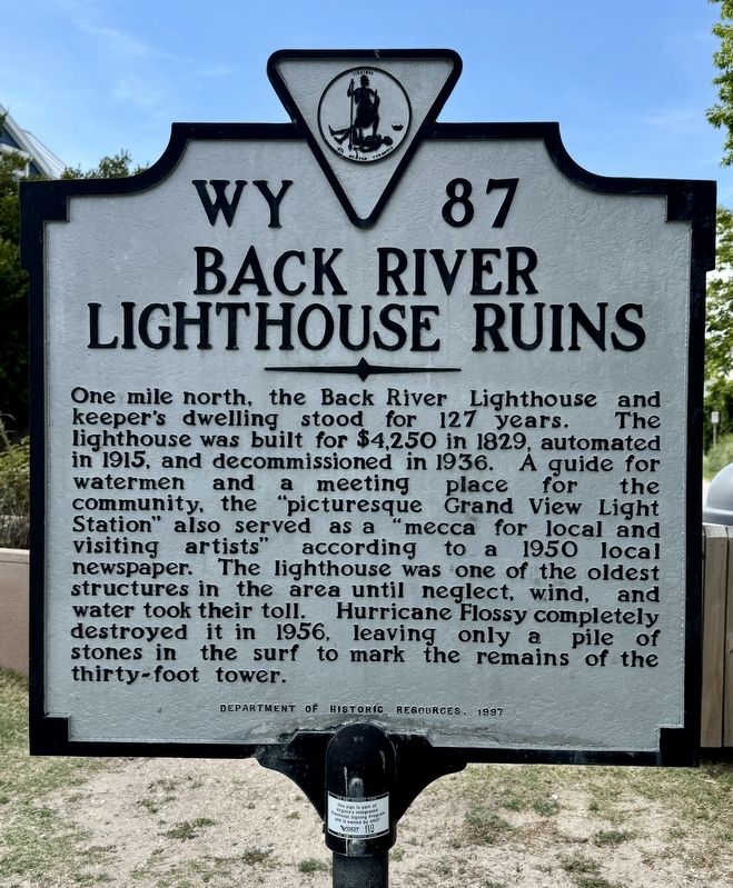 Back River Lighthouse Ruins Marker. Click for full size. Back River Lighthouse Ruins Marker image. Click for full size.