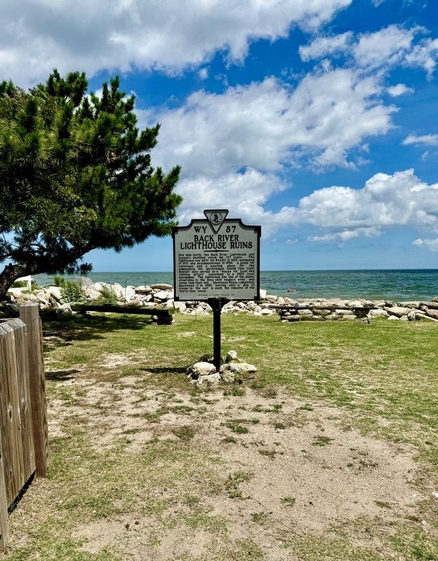 Back River Lighthouse Ruins Marker. Click for full size. Back River Lighthouse Ruins Marker image. Click for full size.