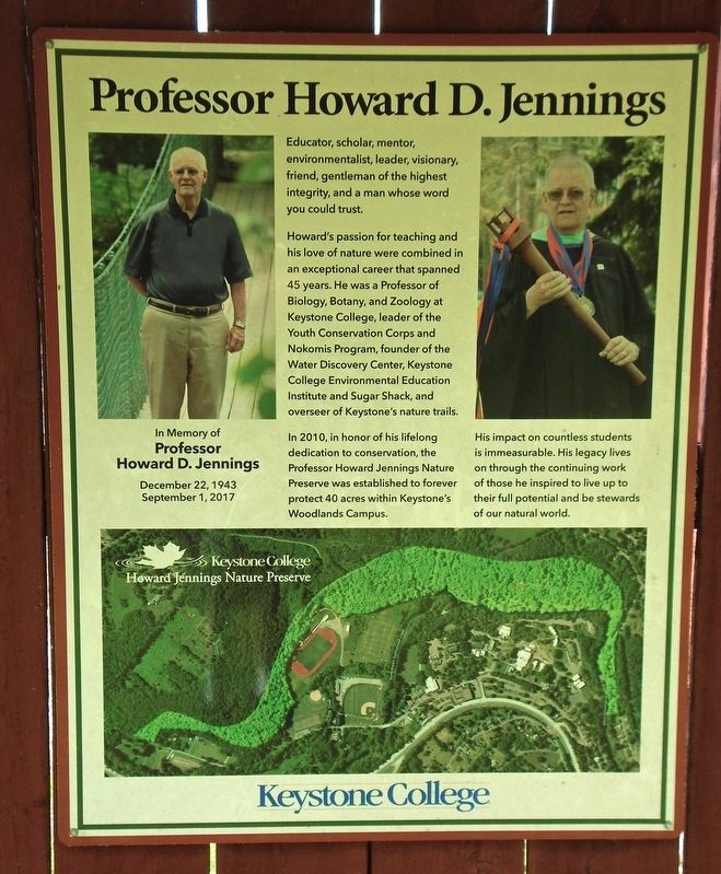 Professor Howard D. Jennings Marker. Click for full size. Professor Howard D. Jennings Marker image. Click for full size.