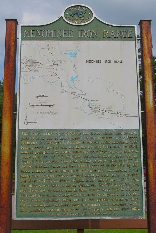 Menominee Iron Range Marker. Click for full size. Menominee Iron Range Marker image. Click for full size.