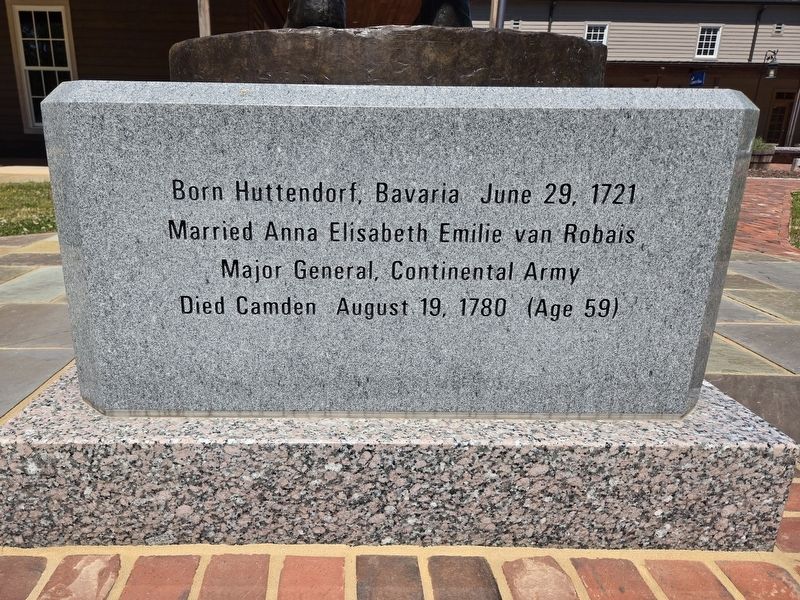 Major General Johann de Kalb Marker (South facing side). Click for full size. Major General Johann de Kalb Marker (South facing side) image. Click for full size.