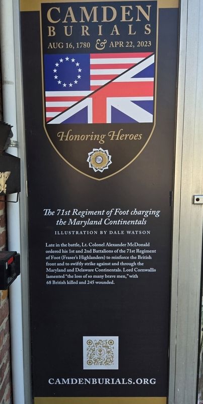 The 71st Regiment of Foot charging the Maryland Continentals Marker. Click for full size. The 71st Regiment of Foot charging the Maryland Continentals Marker image. Click for full size.