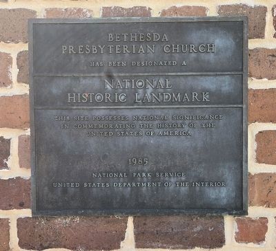 Bethesda Presbyterian Church National Historic Landmark plaque image. Click for full size.