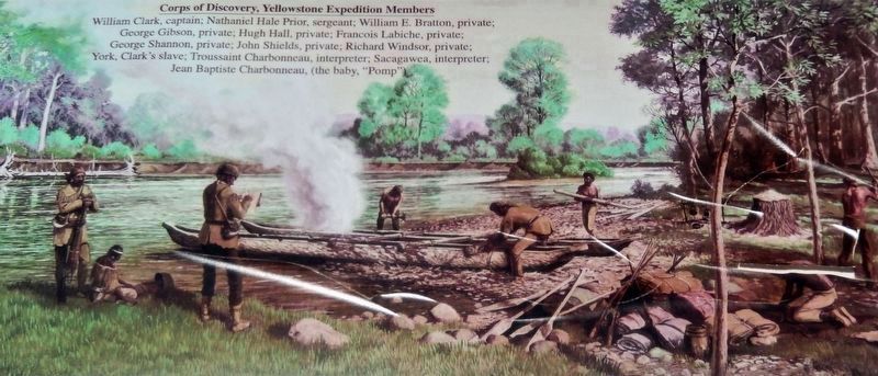 Marker detail: "Clarks Canoe Camp on the Yellowstone, July 23, 1806". Click for full size. Marker detail: "Clarks Canoe Camp on the Yellowstone, July 23, 1806" image. Click for full size.
