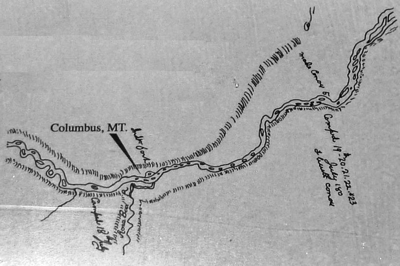 Marker detail: Map of portion of Yellowstone River as produced by William Clark in his journals. Click for full size. Marker detail: Map of portion of Yellowstone River as produced by William Clark in his journals image. Click for full size.