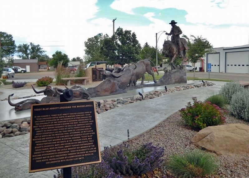 Teddy Blue Abbott Crossing the Musselshell Marker. Click for full size. Teddy Blue Abbott Crossing the Musselshell Marker image. Click for full size.