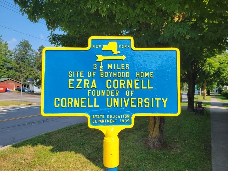 Ezra Cornell Boyhood Home Marker. Click for full size. Ezra Cornell Boyhood Home Marker image. Click for full size.