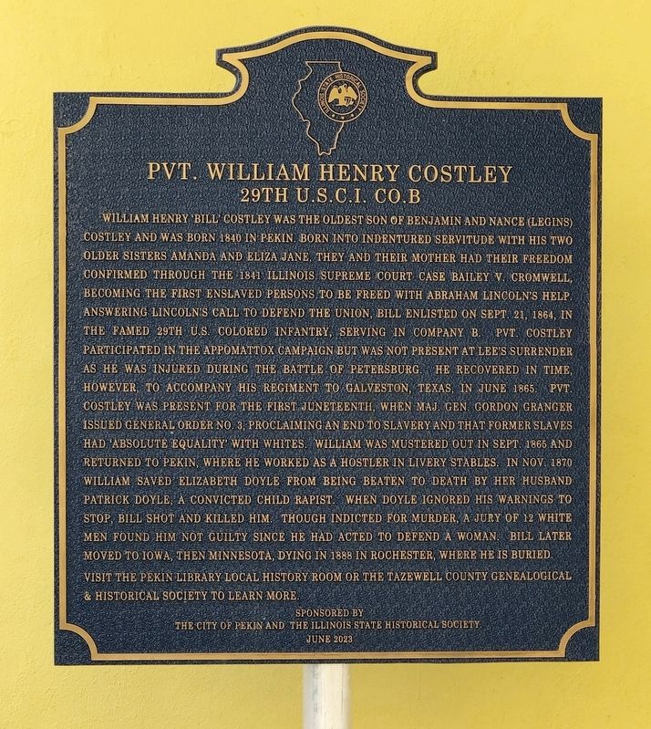 Pvt. William Henry Costley Marker image. Click for full size.