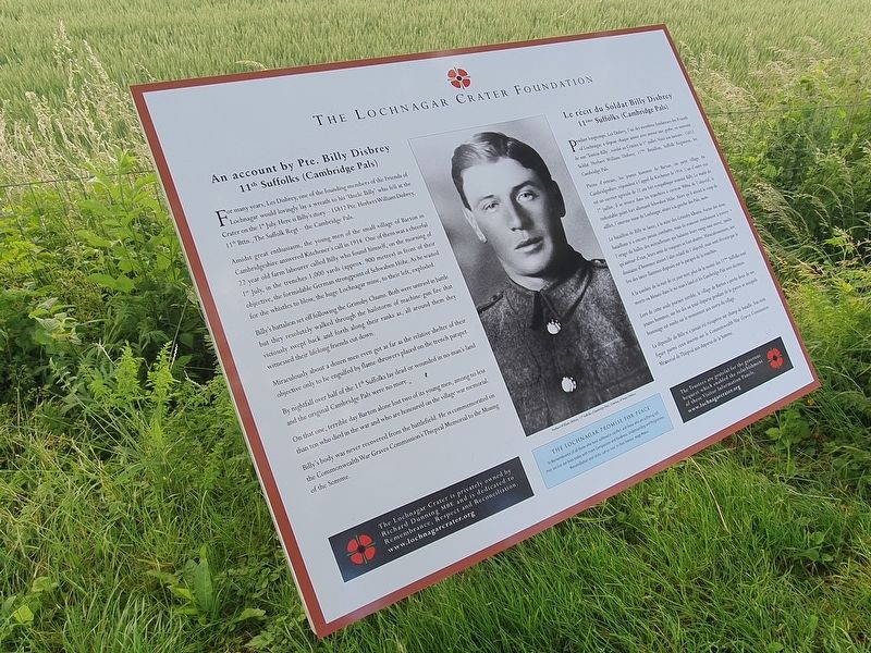 An account by Pte. Billy Disbrey Marker image. Click for full size.